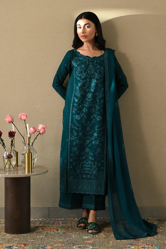 ZAIB-3PC LAWN EMBROIDERED SHIRT WITH CHIFFON EMB DUPATTA AND TROUSER-RP-4512