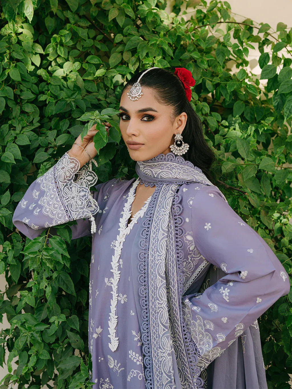 MAHNUR-3PC LAWN EMBROIDERED SHIRT WITH KHADDI NET EMBROIDERED DUPATTA AND TROUSER-RP-4699