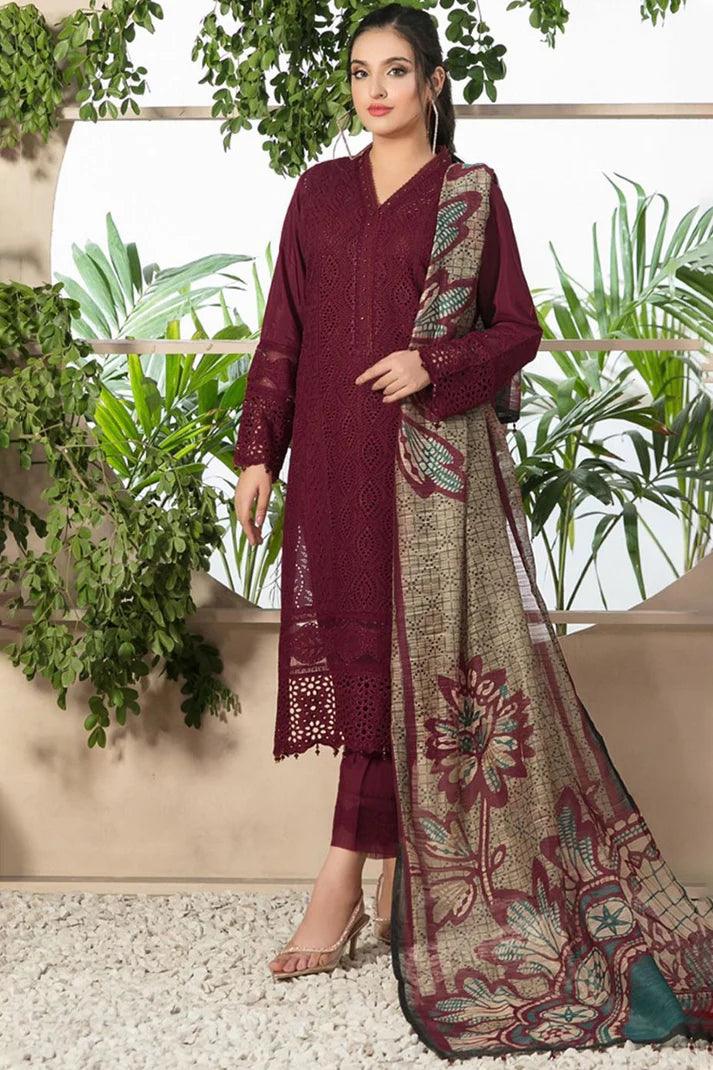 Zainab Chotani Chikenkari Lawn Emb 3Pcs 1035 rangpasand.com 02