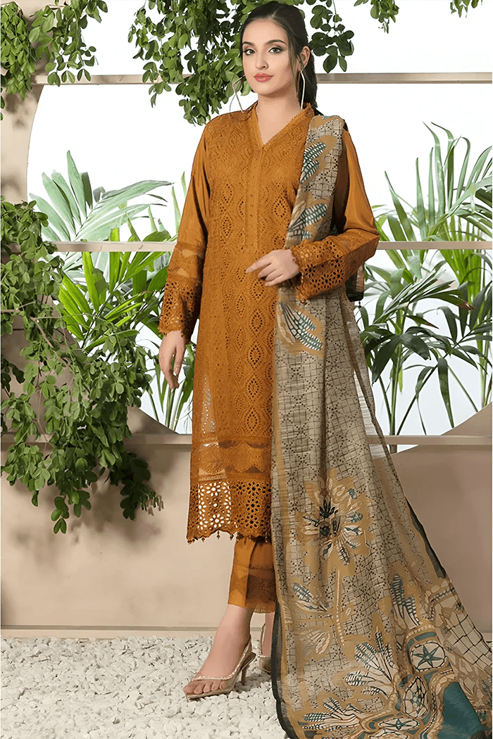Zainab Chotani Chikenkari Lawn Emb 3Pcs 1036 rangpasand.com 03