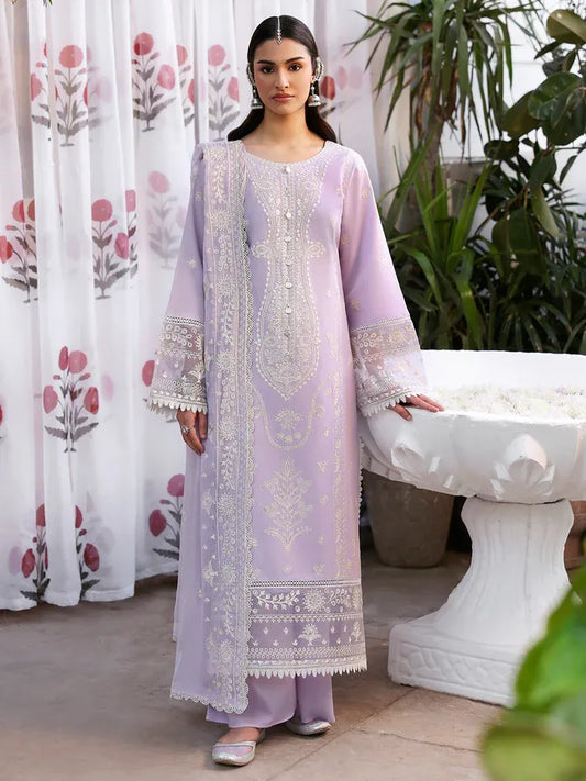 ZARMINAY-3PC LAWN EMBROIDERED SHIRT WITH CHIFFON PRINTED DUPATTA AND TROUSER-RP-4607