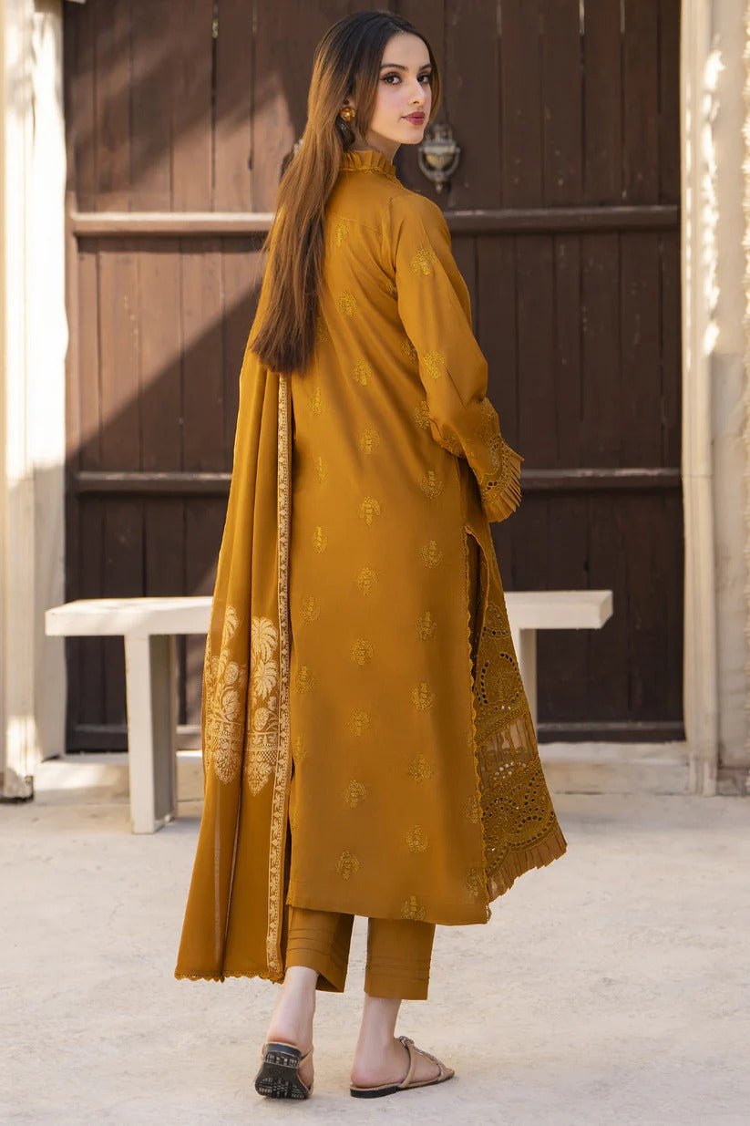 MIRAKHI LAWN 3PC - LAWN CHIKANKARI EMB SHIRT WITH JACQUARD LAWN DUPATTA AND LAWN DYED TROUSER | RP-5100