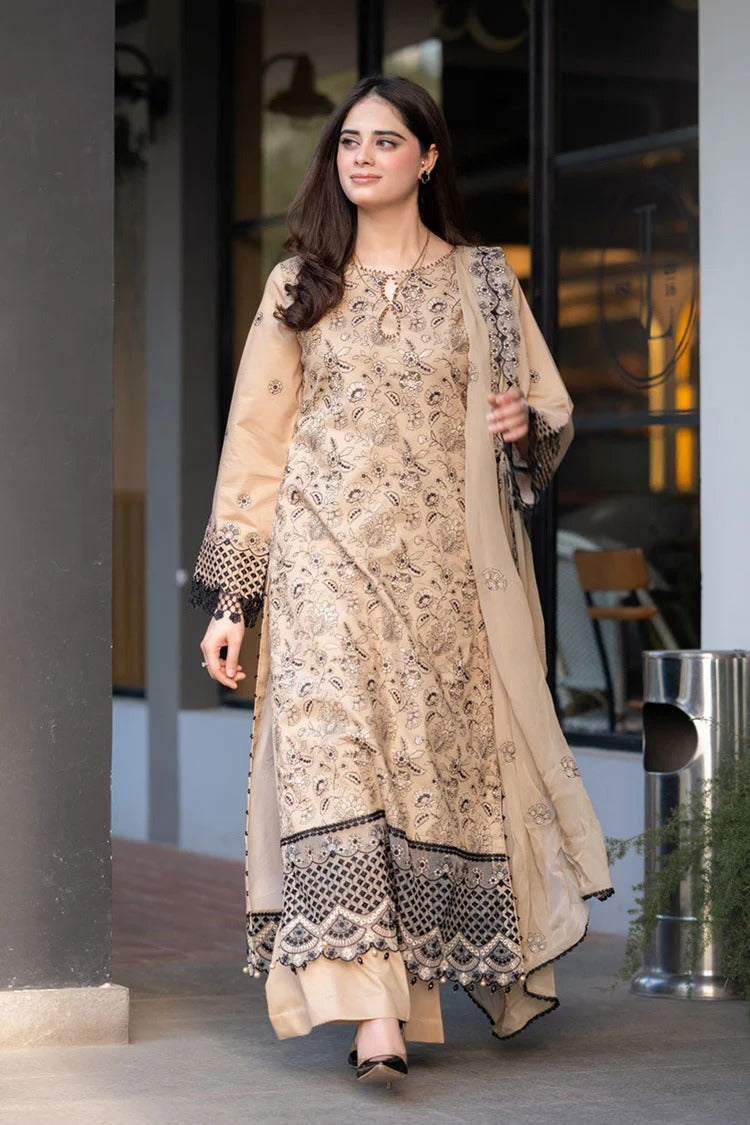 SAPPHIRE-3PC DHANAK EMBROIDERED SHIRT WITH CHIFFON EMBROIDERED DUPATTA AND TROUSER-BIC-4035