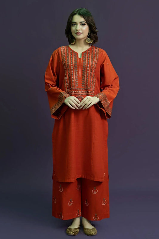 URGE-2PC DHANAK EMBROIDRED SHIRT WITH AND EMBROIDRED TROUSER-RP-3126