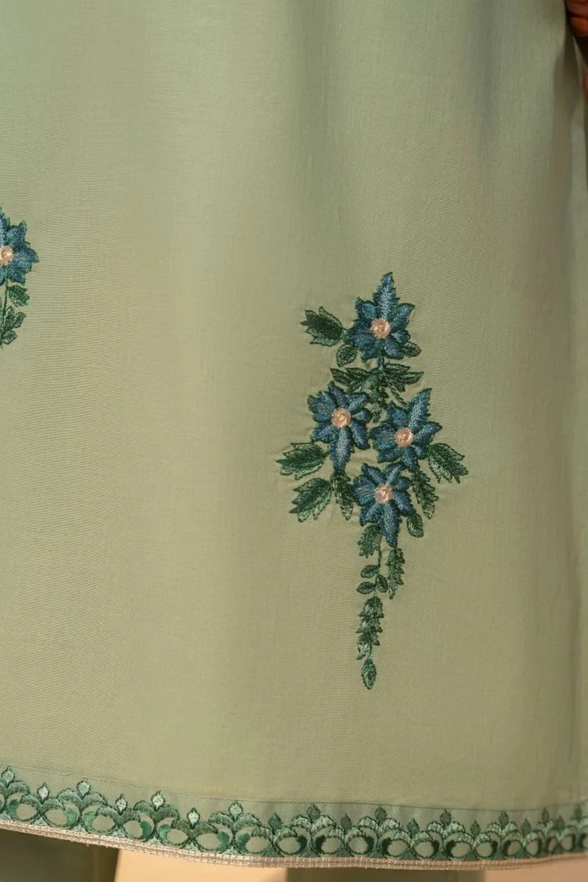 LAZULI LAWN 3PC - LAWN EMB PRINTED SHIRT WITH CHIFFON EMBROIDERED DUPATTA AND LAWN DYED TROUSER | RP