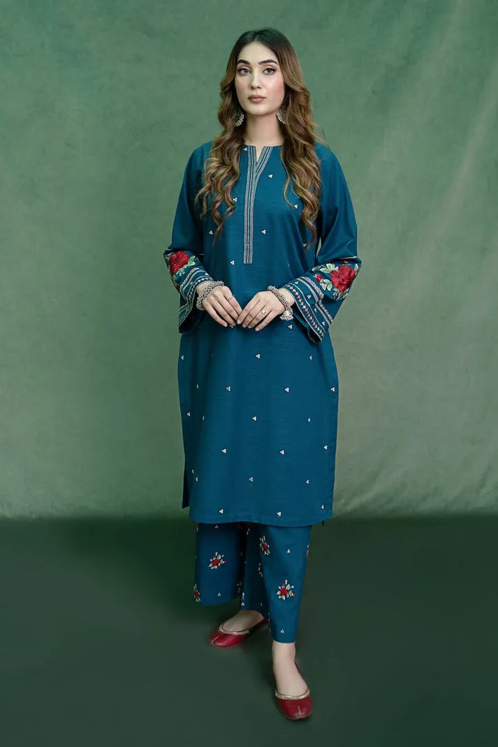 URGE-2PC DHANAK EMBROIDRED SHIRT WITH AND EMBROIDRED TROUSER-RP-3105