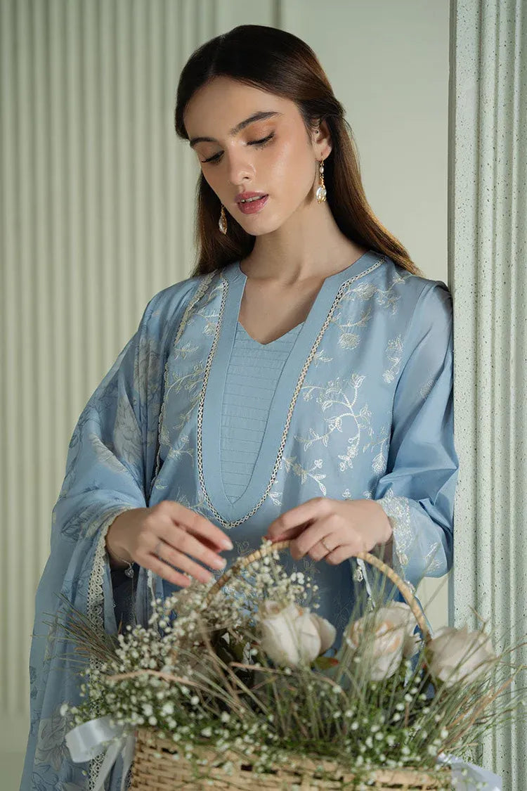CROSS STITCH-3PC LAWN EMBROIDERED SHIRT WITH CHIFFON PRINTED DUPATTA AND TROUSER-RP-4612