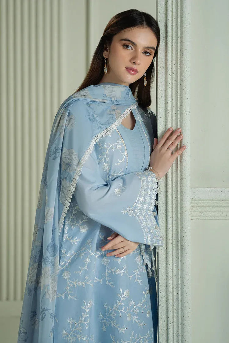 CROSS STITCH-3PC LAWN EMBROIDERED SHIRT WITH CHIFFON PRINTED DUPATTA AND TROUSER-RP-4612