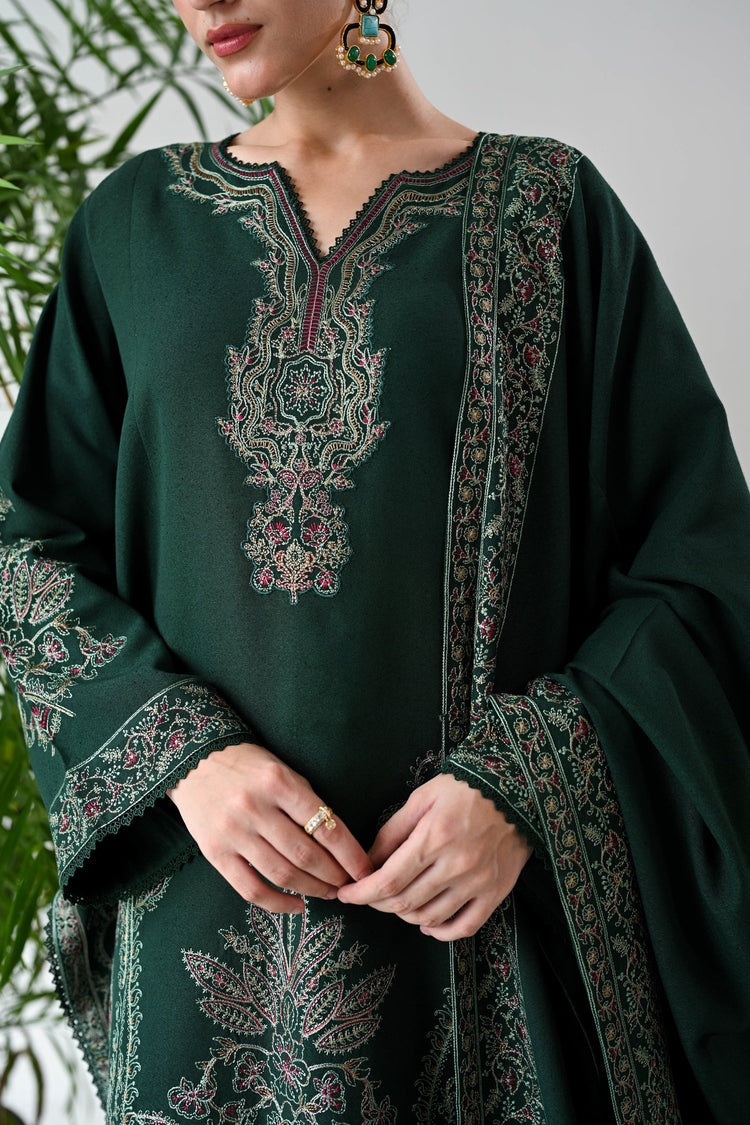 BATIK-3PC DHANAK EMBROIDERED SHIRT WITH DHANAK EMBROIDERED SHAWL & TROUSER-BIC-4190
