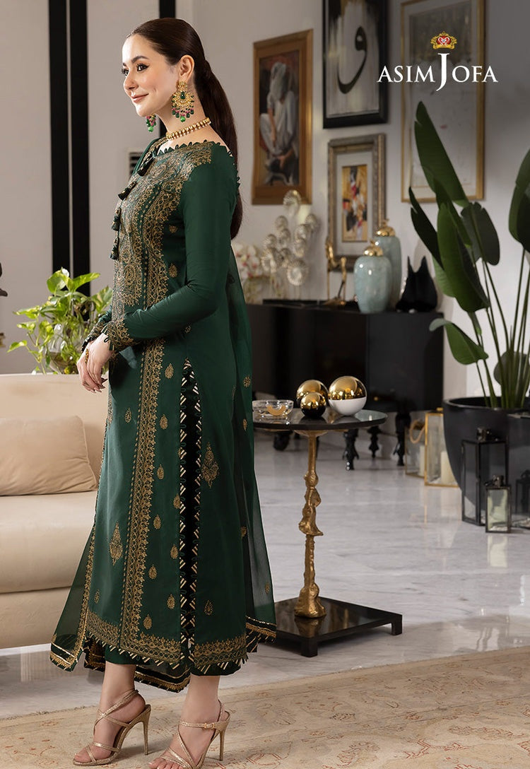 ASIM JOFA-3PC DHANAK SEQUIN EMBROIDRED SHIRT WITH CHIFFON EMBROIDRED DUPATTA AND TROUSER-BIC-4139
