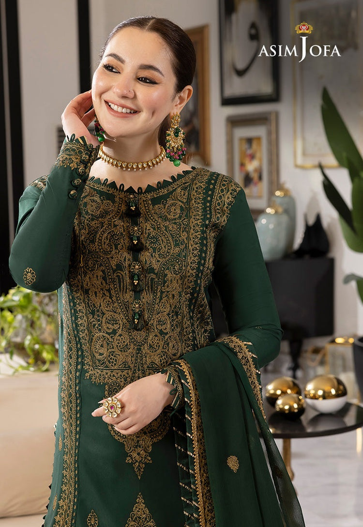 ASIM JOFA-3PC DHANAK SEQUIN EMBROIDRED SHIRT WITH CHIFFON EMBROIDRED DUPATTA AND TROUSER-BIC-4139