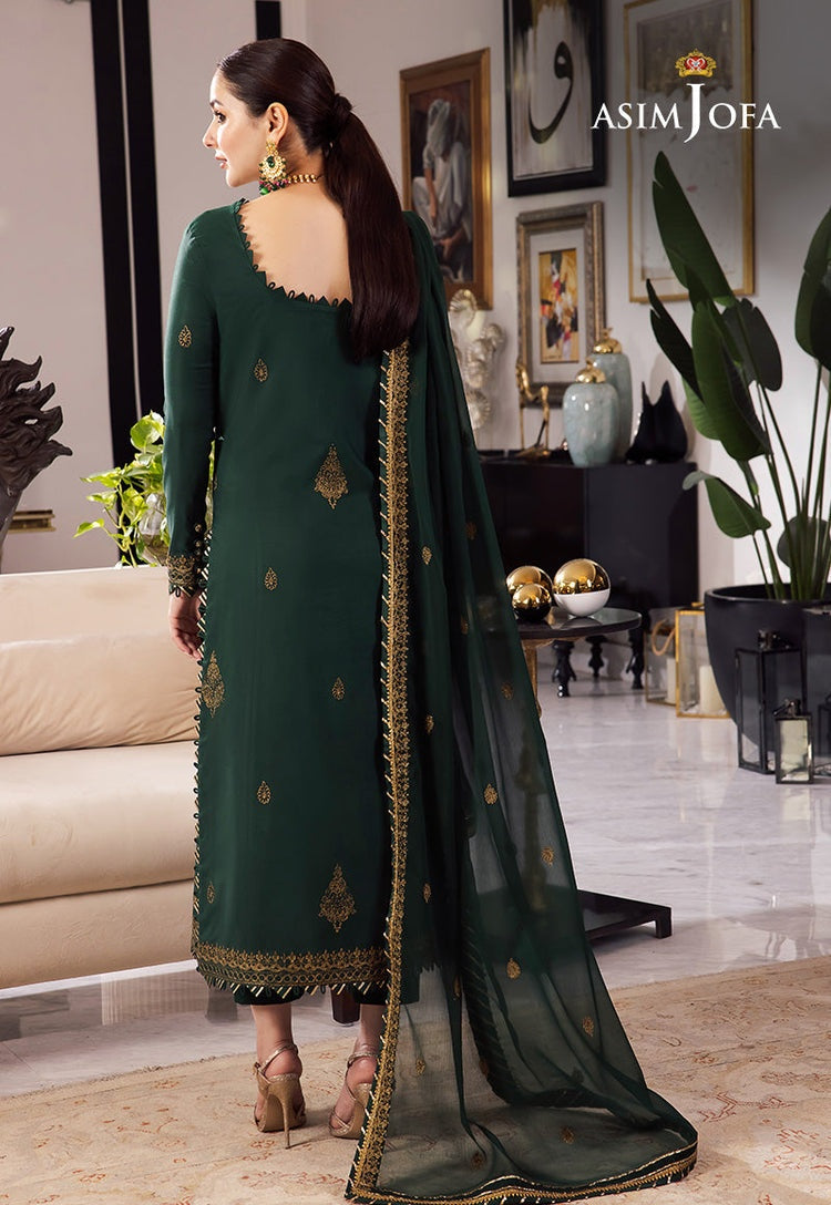 ASIM JOFA-3PC DHANAK SEQUIN EMBROIDRED SHIRT WITH CHIFFON EMBROIDRED DUPATTA AND TROUSER-BIC-4139