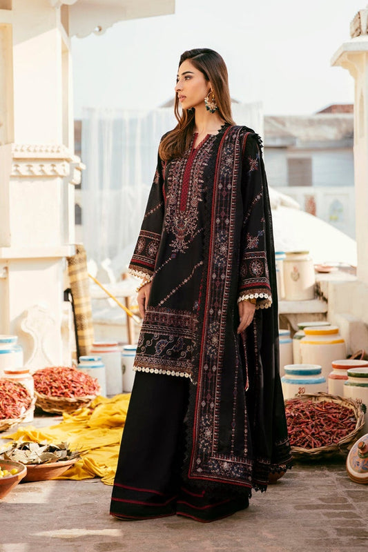 FLORENT-3PC DHANAK EMBROIDERED SHIRT WITH CHIFFON EMBROIDERED DUPATTA & TROUSER-BIC-4151