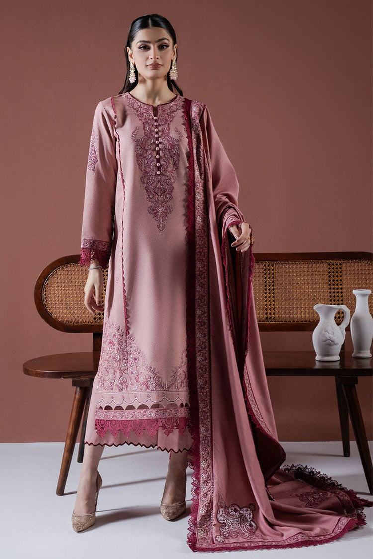 ASIM JOFA-3PC DHANAK EMBROIDERED SHIRT WITH DHANAK EMBROIDERED SHAWL & TROUSER-BIC-4186