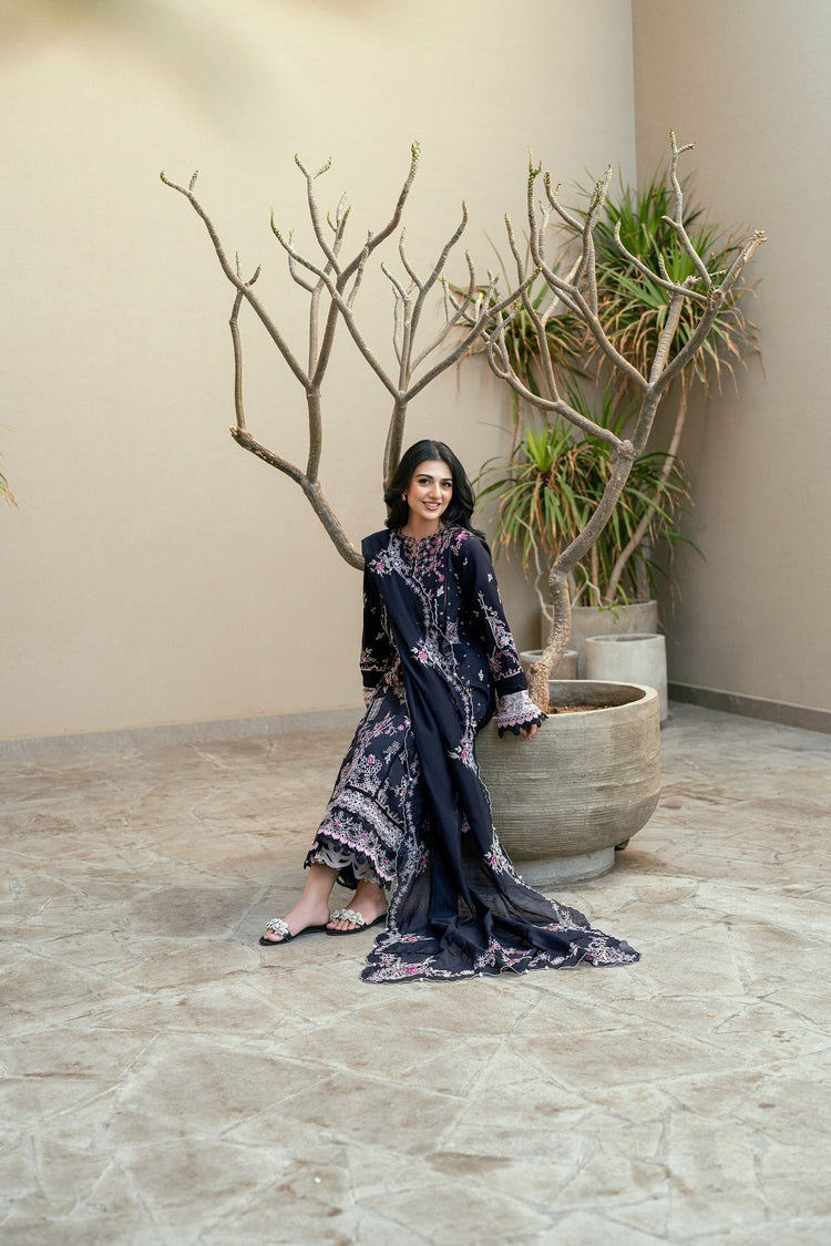 FLORENT-3PC DHANAK EMBROIDERED SHIRT WITH CHIFFON EMBROIDERED DUPATTA & TROUSER-BIC-4229