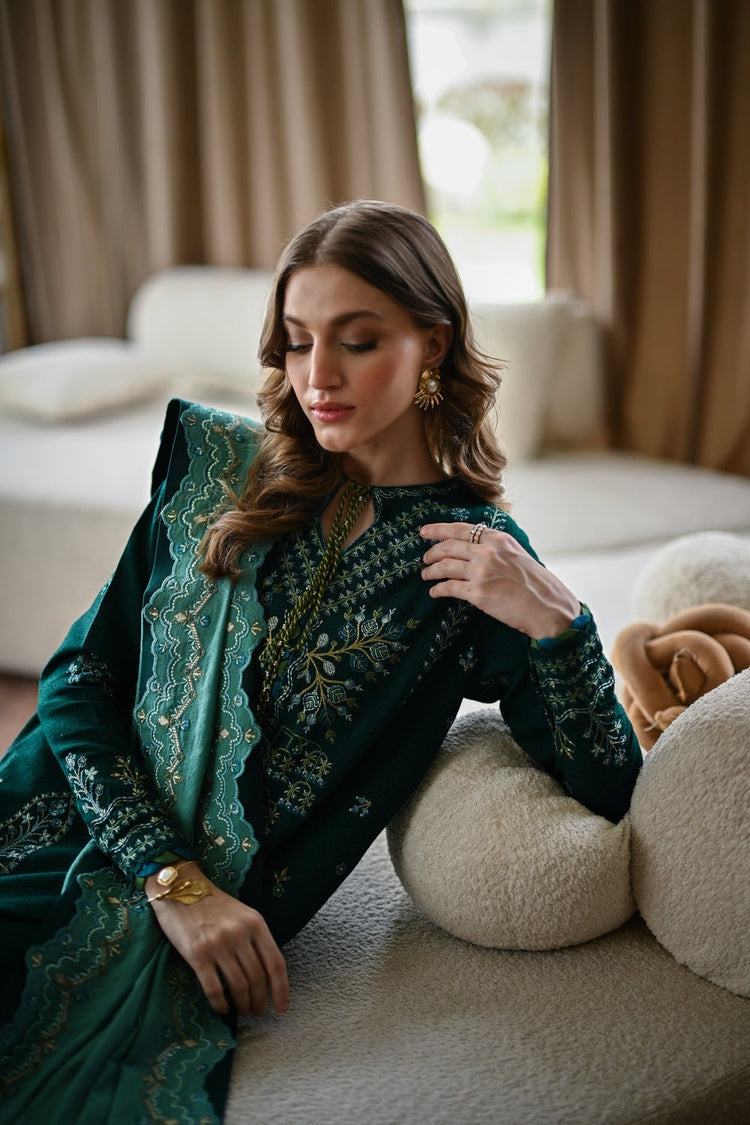 BATIK-3PC KARANDI EMBROIDERED SHIRT WITH DHANAK EMBROIDERED SHAWL AND TROUSER-BIC-4332