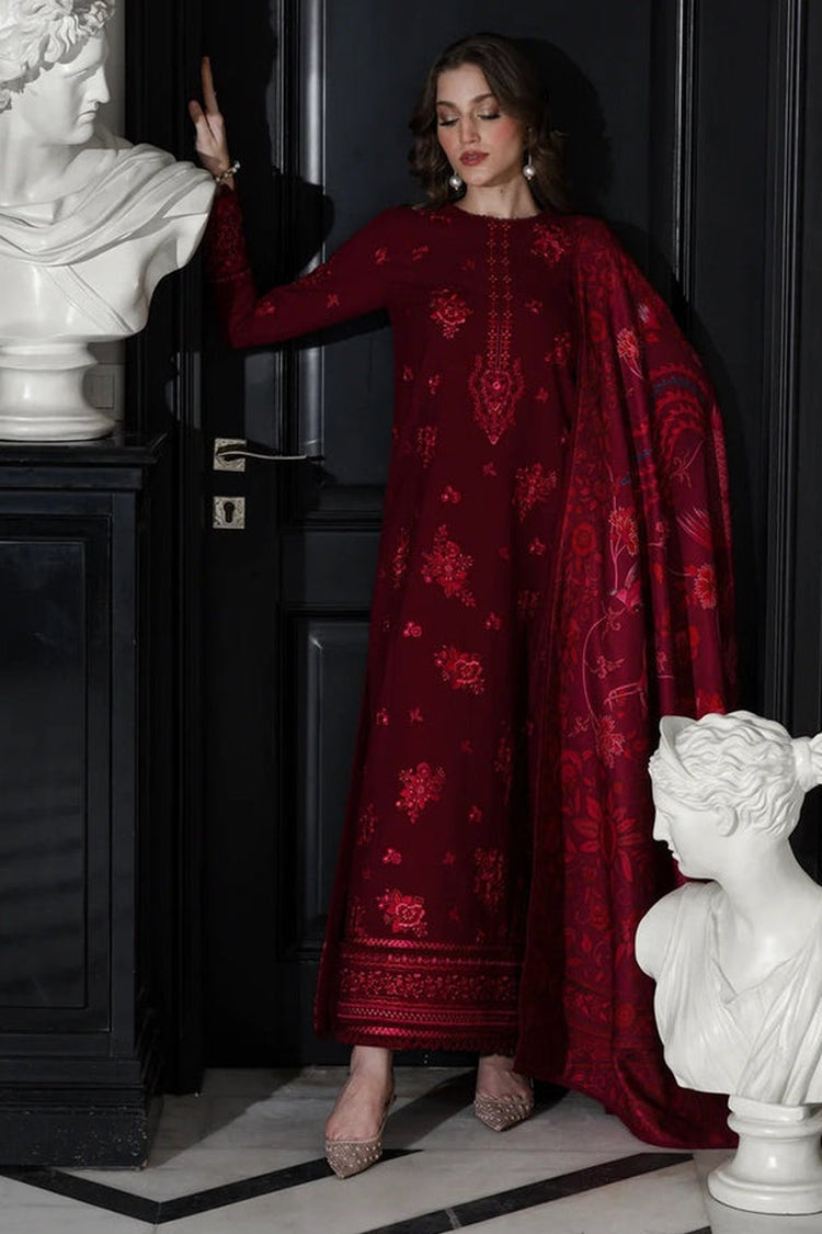 BATIK-3PC DHANAK EMBROIDERED SHIRT WITH COURTRAI PRINTED SHAWL & TROUSER-BIC-4334