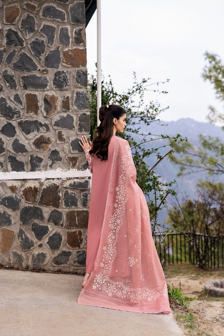 QALAMQAR-3PC DHANAK EMBROIDERED SHIRT WITH COTTON NET EMBROIDERED AND EMB TROUSER-BIC-4213