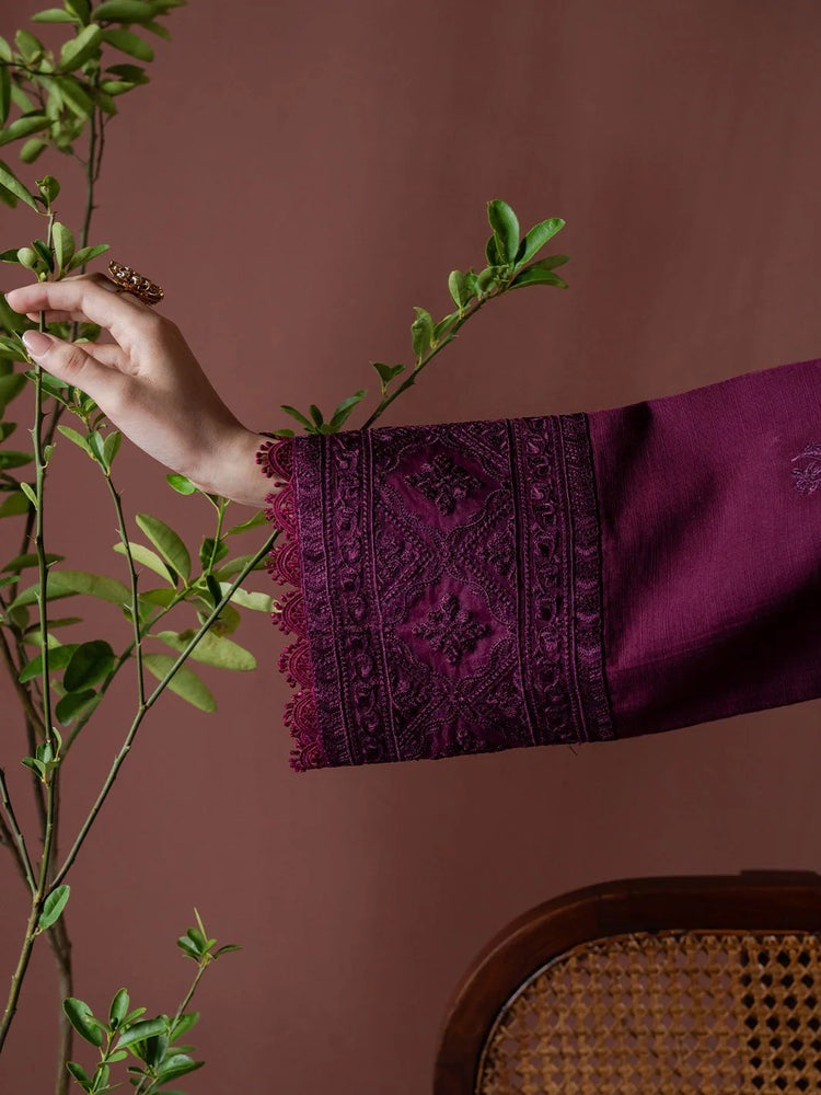 ASIM JOFA-3PC DHANAK EMBROIDERED SHIRT WITH COURTRAI PRINTED SHAWL & TOUSER-BIC-4219