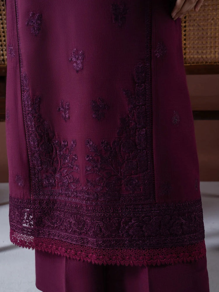 ASIM JOFA-3PC DHANAK EMBROIDERED SHIRT WITH COURTRAI PRINTED SHAWL & TOUSER-BIC-4219