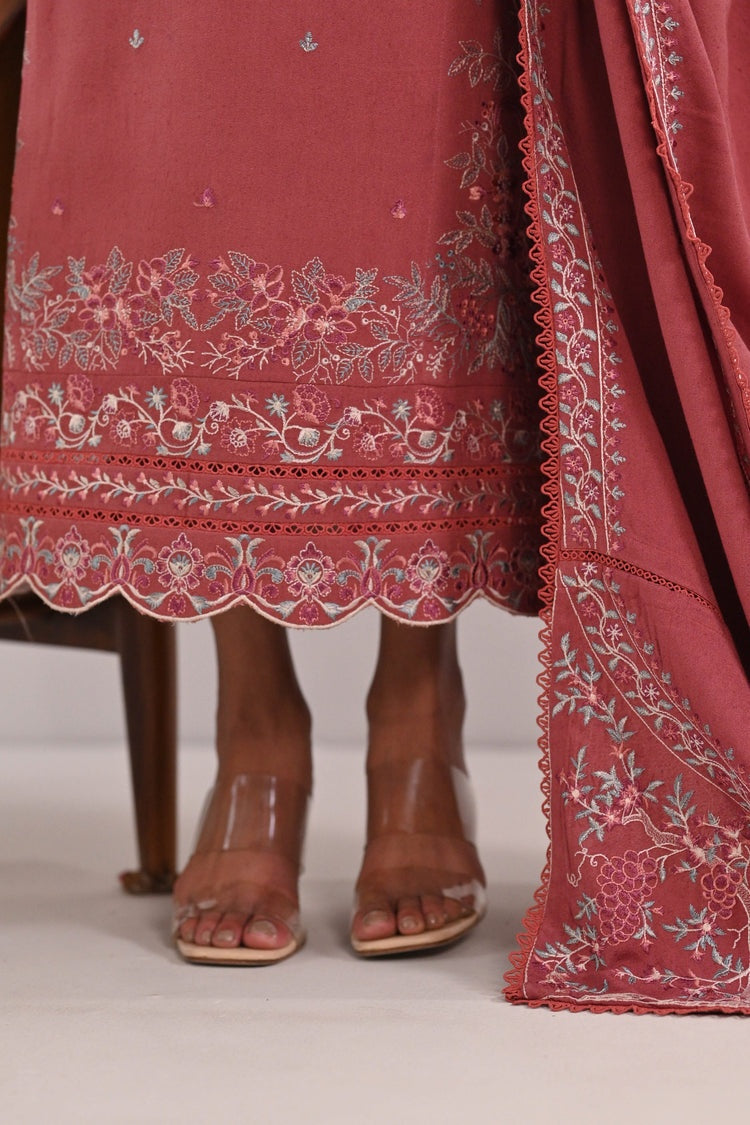 BATIK-3PC DHANAK EMBROIDERED SHIRT WITH DHANAK EMBROIDERED SHAWL AND TROUSER-BIC-4321