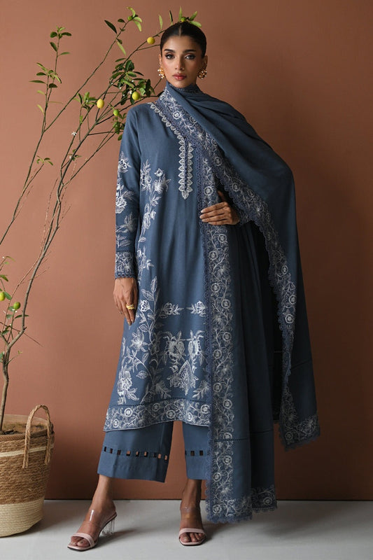 BATIK-3PC DHANAK EMBROIDERED SHIRT WITH DHANAK EMBROIDERED SHAWL AND TROUSER-BIC-4315
