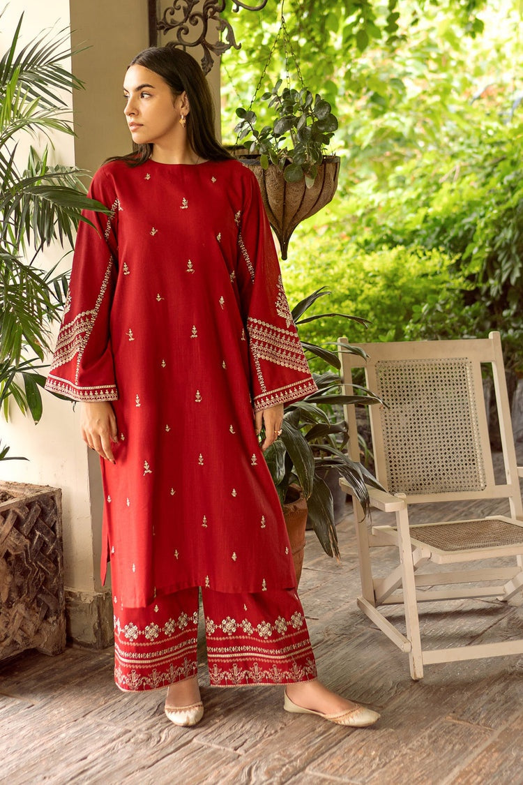 URGE-2PC DHANAK EMBROIDERED SHIRT AND EMBROIDRED TROUSER-BIC-131