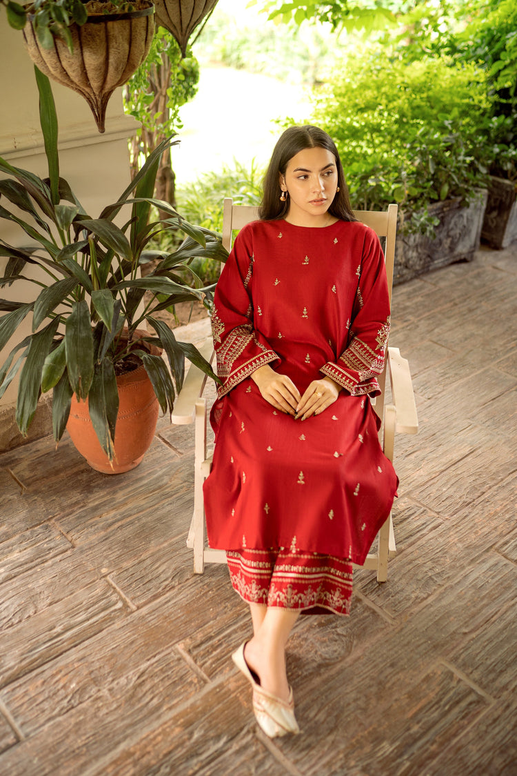 URGE-2PC DHANAK EMBROIDERED SHIRT AND EMBROIDRED TROUSER-BIC-131