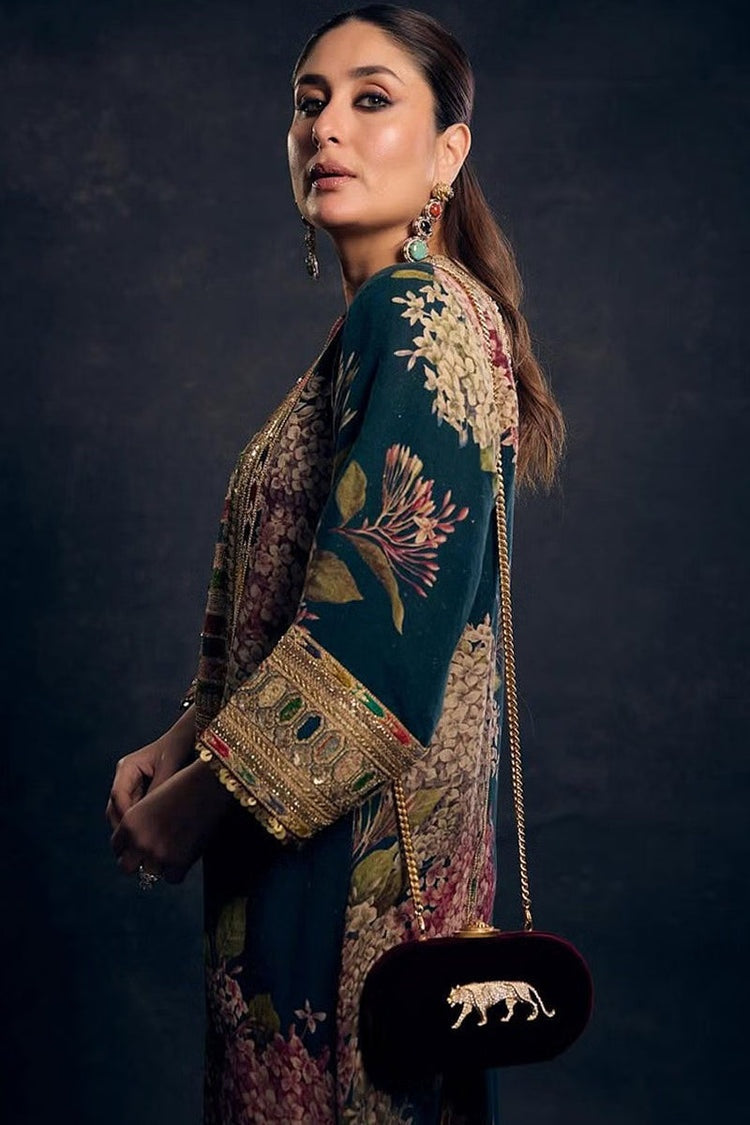 MARIA.B-2PC SHAMOZE SILK PRINTED EMBROIDERED SHIRT & PRINTED EMB SLEEVES-1734