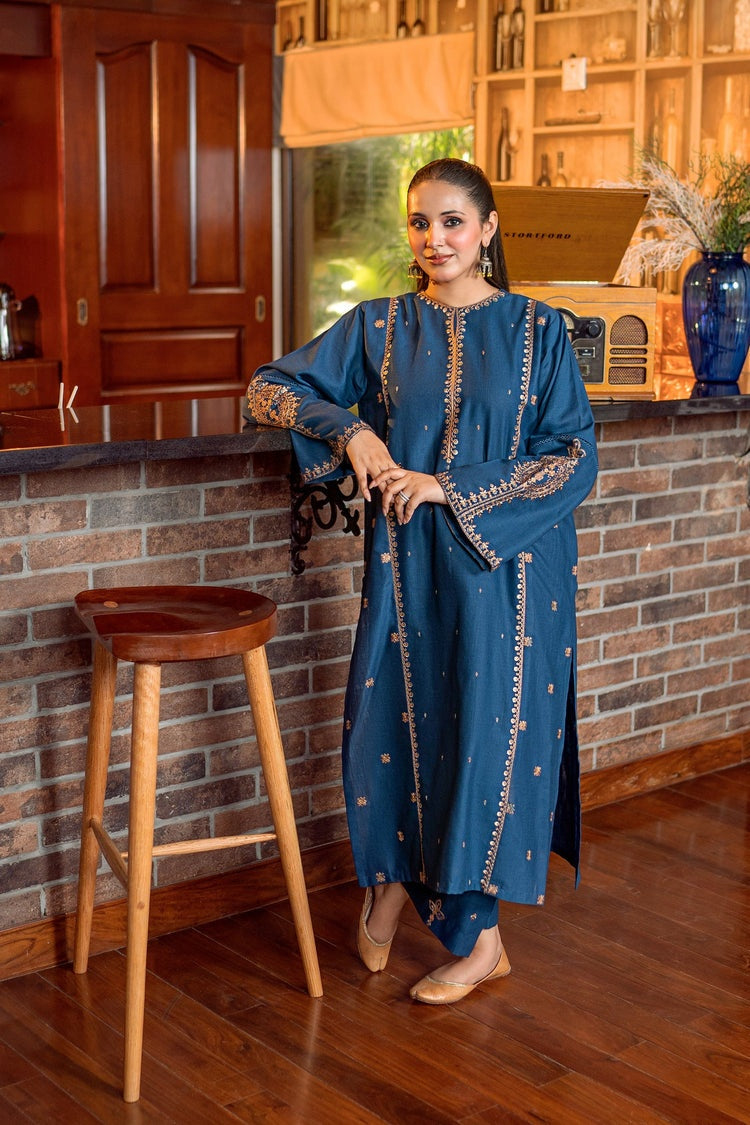 URGE-2PC DHANAK EMBROIDERED SHIRT AND EMBROIDRED SLEEVES-BIC-133