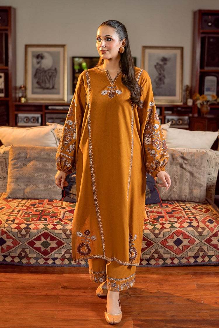 URGE-2PC DHANAK EMBROIDERED SHIRT AND EMBROIDRED SLEEVES-BIC-134