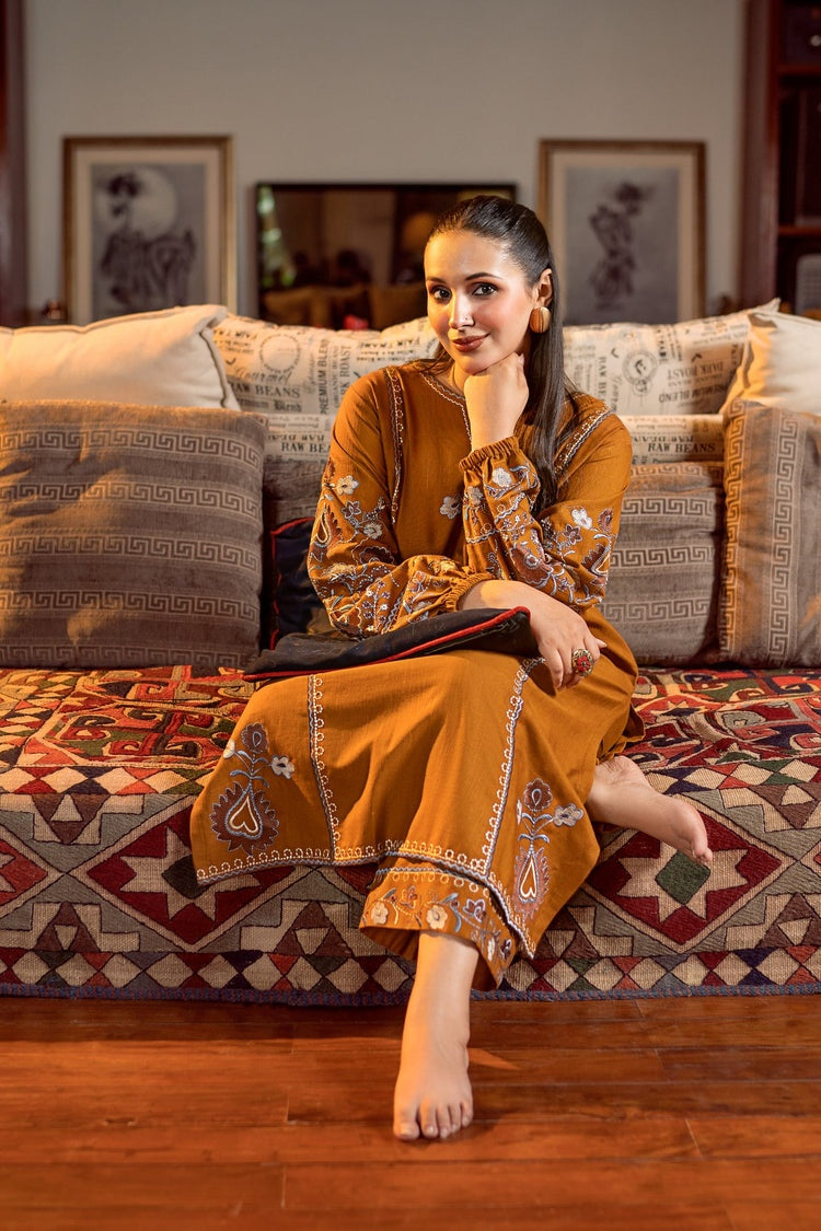 URGE-2PC DHANAK EMBROIDERED SHIRT AND EMBROIDRED SLEEVES-BIC-134