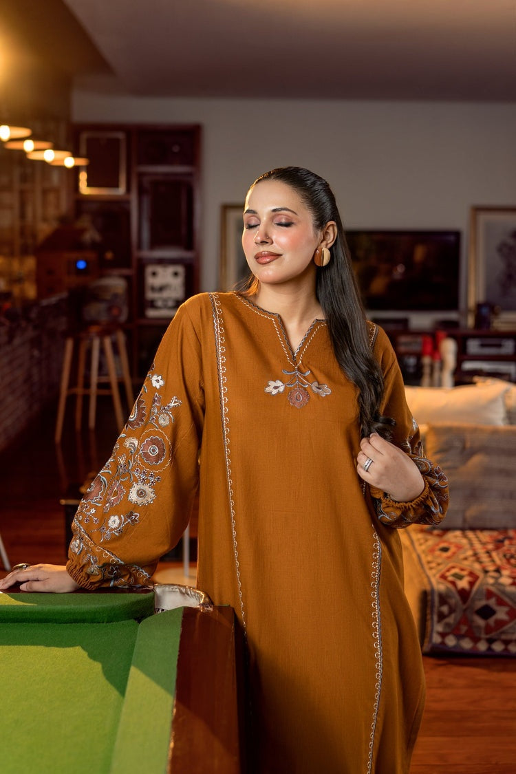URGE-2PC DHANAK EMBROIDERED SHIRT AND EMBROIDRED SLEEVES-BIC-134