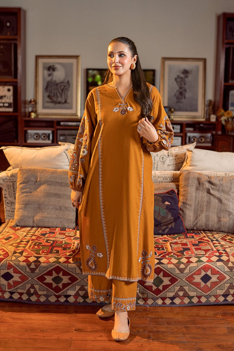 URGE-2PC DHANAK EMBROIDERED SHIRT AND EMBROIDRED SLEEVES-BIC-134