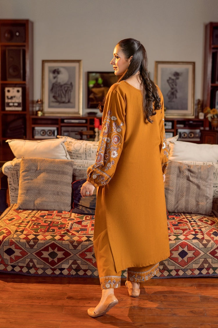 URGE-2PC DHANAK EMBROIDERED SHIRT AND EMBROIDRED SLEEVES-BIC-134