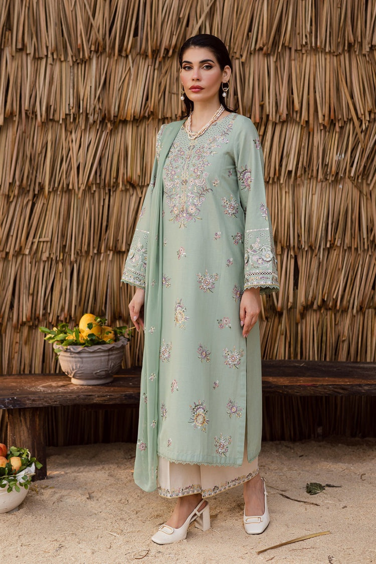 BATIK-3PC DHANAK EMBROIDERED SHIRT WITH DHANAK SHAWL AND EMB TROUSER-BIC-4347