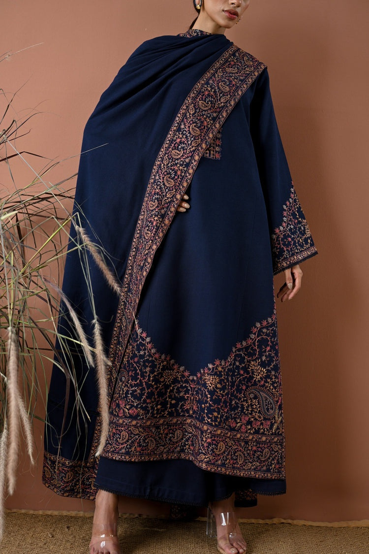 BATIK-3PC DHANAK EMBROIDERED SHIRT WITH DHANAK EMBROIDERED SHAWL AND TROUSER-BIC-4358