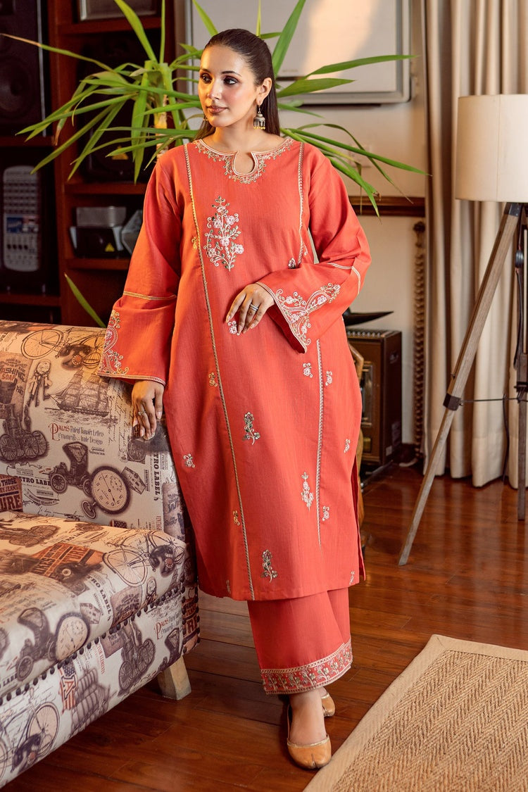 URGE-2PC DHANAK EMBROIDERED SHIRT AND EMBROIDRED SLEEVES-BIC-130
