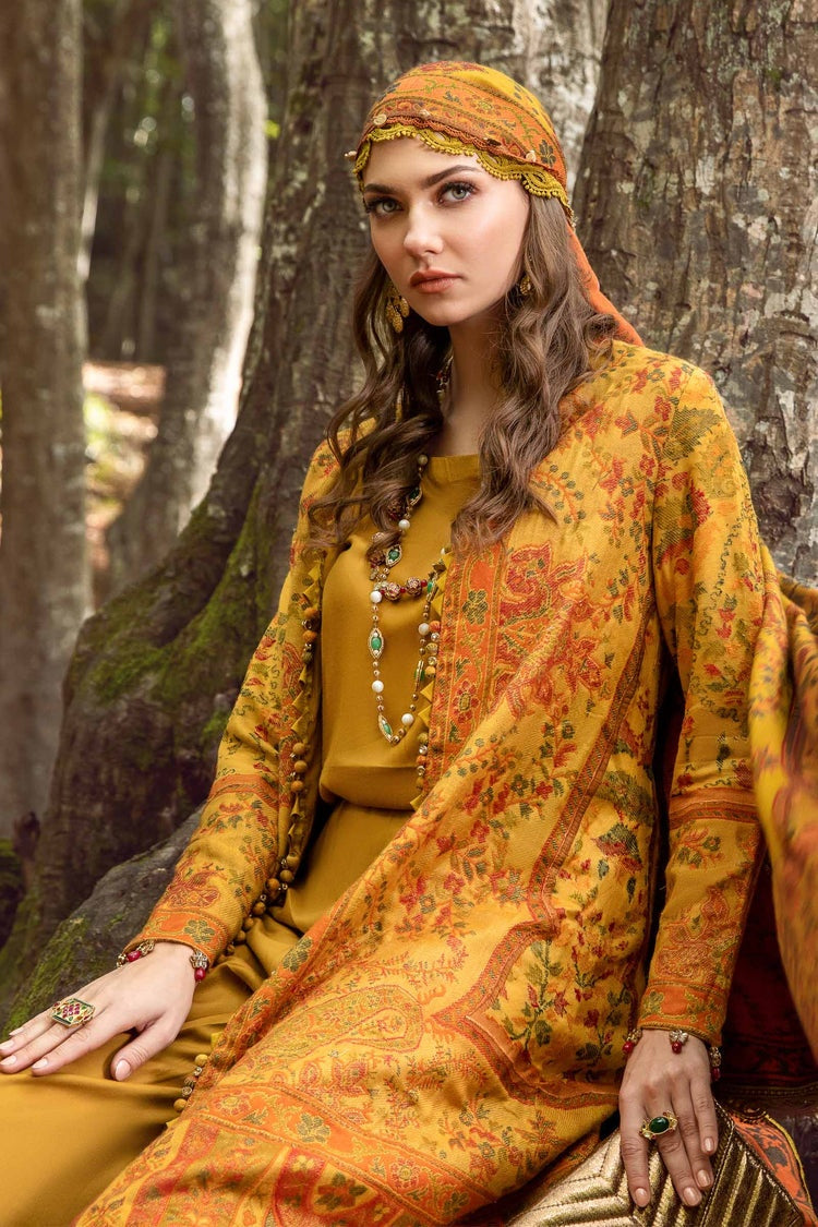 MARIA.B-3PC KARANDI EMBROIDERED SHIRT WITH COURTRAI PRINTED SHAWL AND TROUSER-BIC-4286