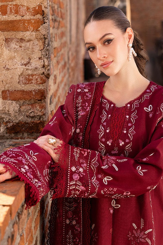 GARNET-3PC DHANAK EMBROIDERED SHIRT WITH DHANAK EMBROIDERED SHAWL & TROUSER-BIC-4306