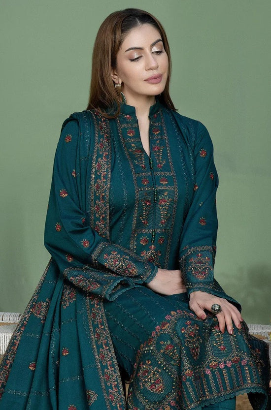 MOHAGNI-3PC DHANANK EMBROIDERED SHIRT WITH DHANAK EMBROIDERED SHAWL AND TROUSER-BIC-4256