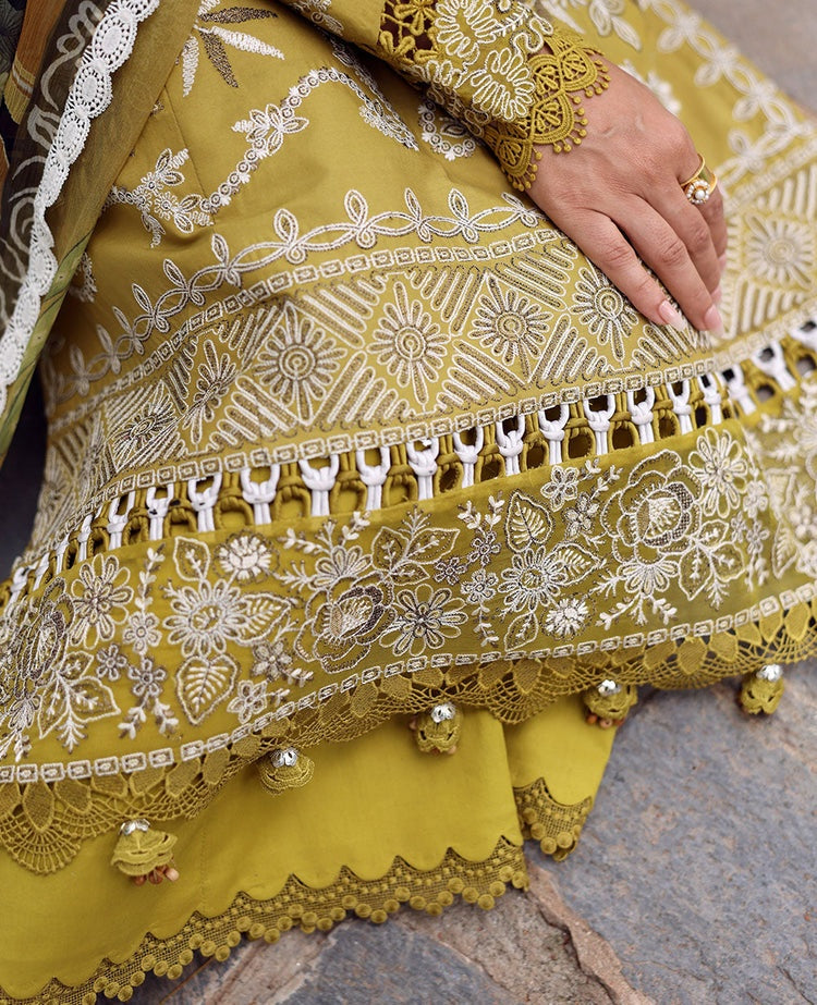 REPUBLIC WOMENSWEAR-3PC DHANAK EMBROIDERED SHIRT WITH COURTRAI PRINTED SHAWL & DHANAK TOUSER-BIC-4240