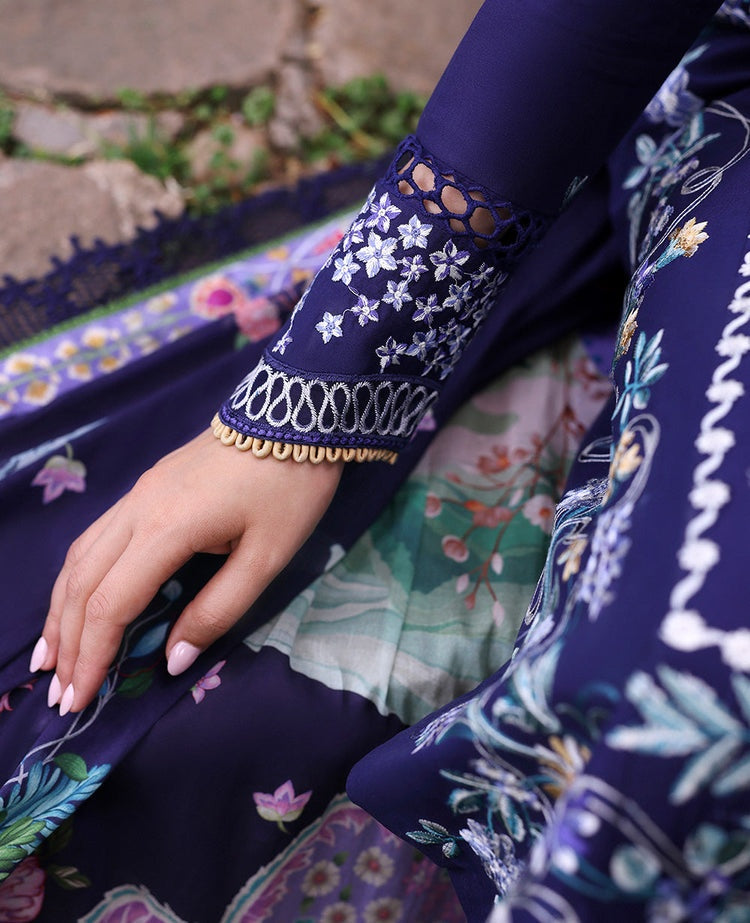 REPUBLIC WOMENSWEAR-3PC DHANAK EMBROIDERED SHIRT WITH COURTRAI PRINTED SHAWL & EMB TOUSER-BIC-4253