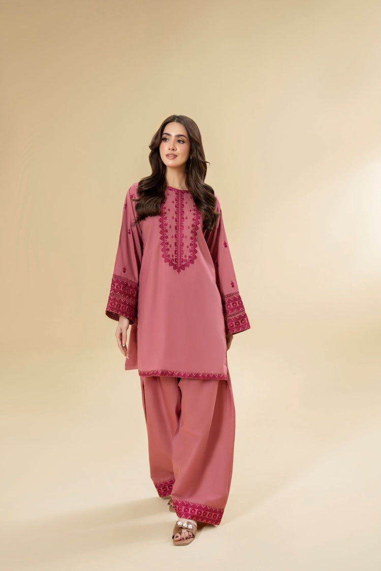 LAZULI-2PC KHADDAR EMBROIDRED SHIRT WITH KHADDAR EMB TROUSER-BIC-127
