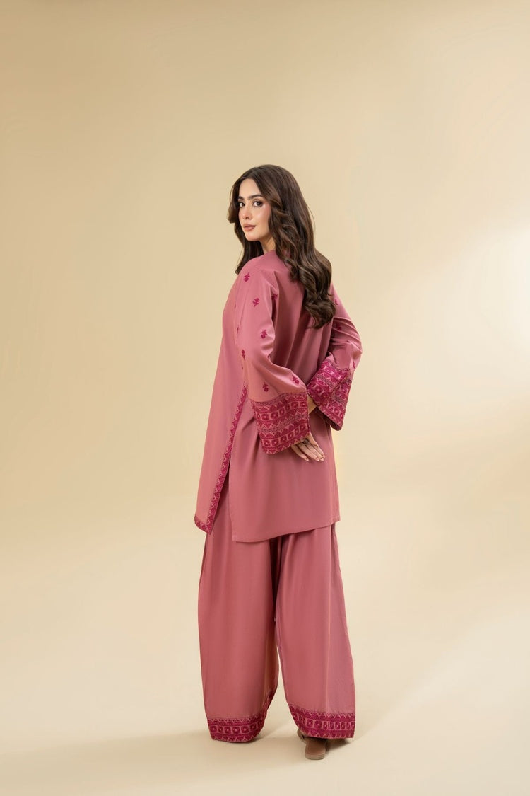 LAZULI-2PC KHADDAR EMBROIDRED SHIRT WITH KHADDAR EMB TROUSER-BIC-127
