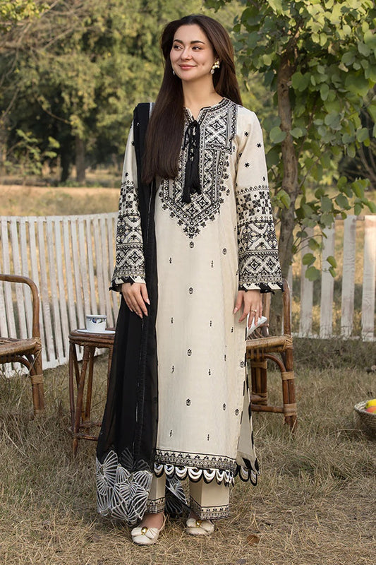 QALAMKAR LAWN 3PC - LAWN EMB SHIRT WITH BAMBER CHIFFON EMB DUPATTA AND LAWN EMB TROUSER | RP-3757