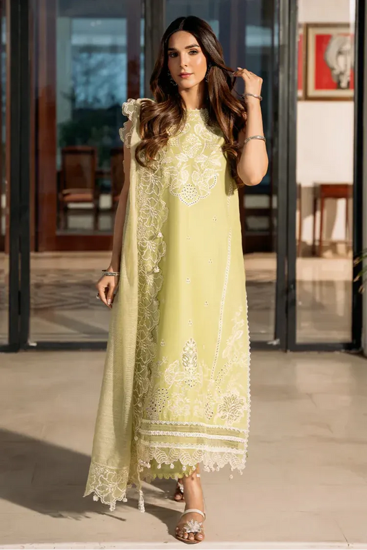 IZEL-3PC LAWN EMBROIDERED SHIRT WITH KHAADI NET EMBROIDERED DUPATTA AND TROUSER-RP-4503