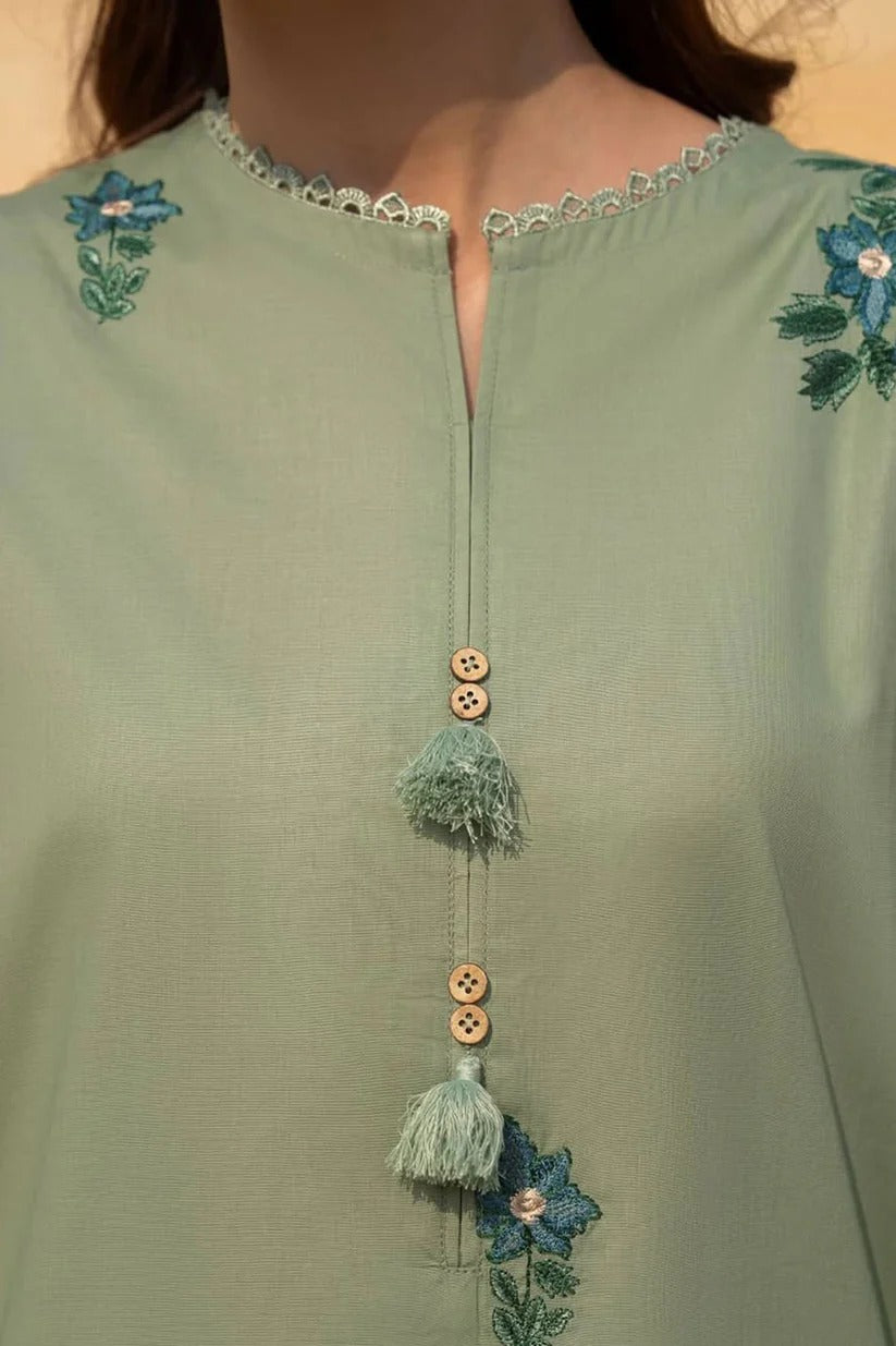 LAZULI LAWN 3PC - LAWN EMB PRINTED SHIRT WITH CHIFFON EMBROIDERED DUPATTA AND LAWN DYED TROUSER | RP