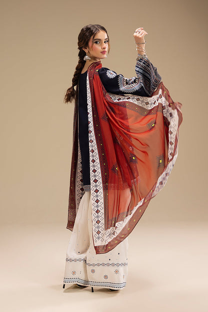 SAPPHIRE -3PC LAWN EMBROIDERED SHIRT WITH DIGITAL PRINTED DUPATTA-BU-520