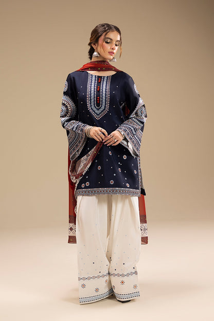 SAPPHIRE -3PC LAWN EMBROIDERED SHIRT WITH DIGITAL PRINTED DUPATTA-BU-520